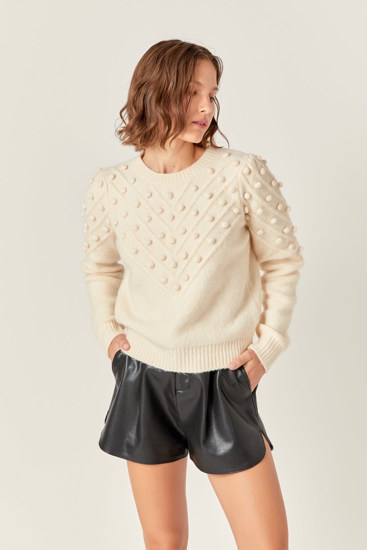 ENGLISH FACTORY - Pom Pom Detail Long Sleeve Sweater - SWEATERS & KNITS available at Objectrare