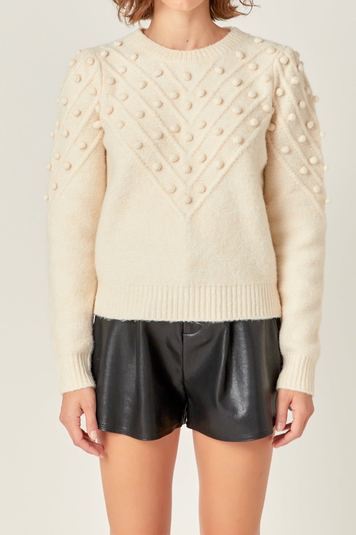 ENGLISH FACTORY - Pom Pom Detail Long Sleeve Sweater - SWEATERS & KNITS available at Objectrare