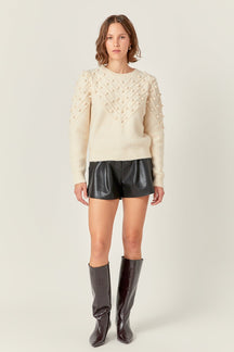 ENGLISH FACTORY - Pom Pom Detail Long Sleeve Sweater - SWEATERS & KNITS available at Objectrare