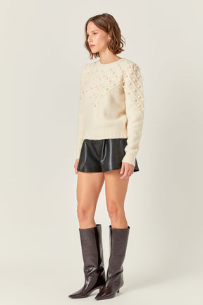 ENGLISH FACTORY - Pom Pom Detail Long Sleeve Sweater - SWEATERS & KNITS available at Objectrare