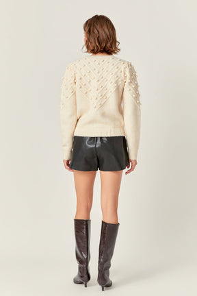 ENGLISH FACTORY - Pom Pom Detail Long Sleeve Sweater - SWEATERS & KNITS available at Objectrare