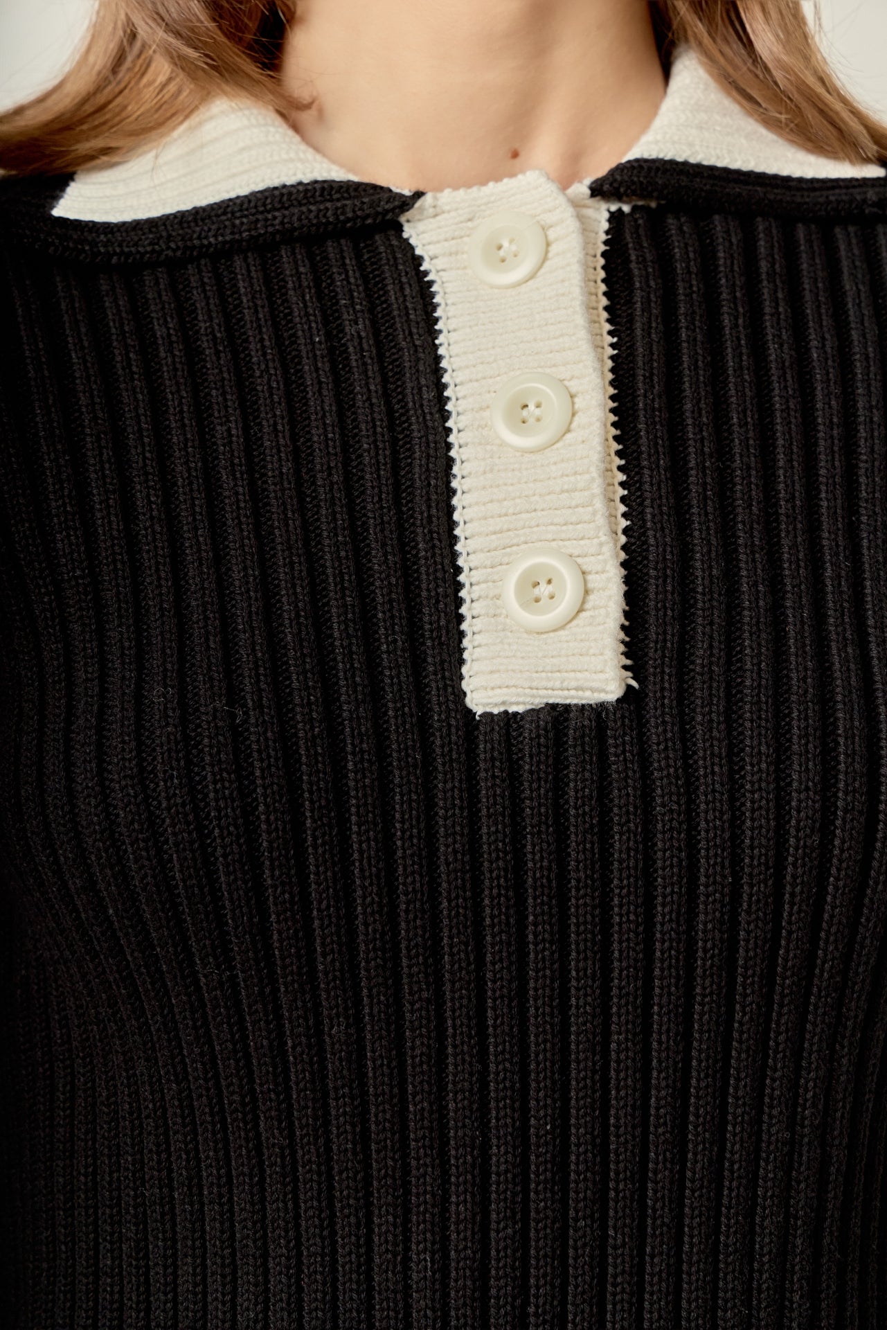 ENGLISH FACTORY - Color Block Polo Knit in Black - TOPS available at Objectrare