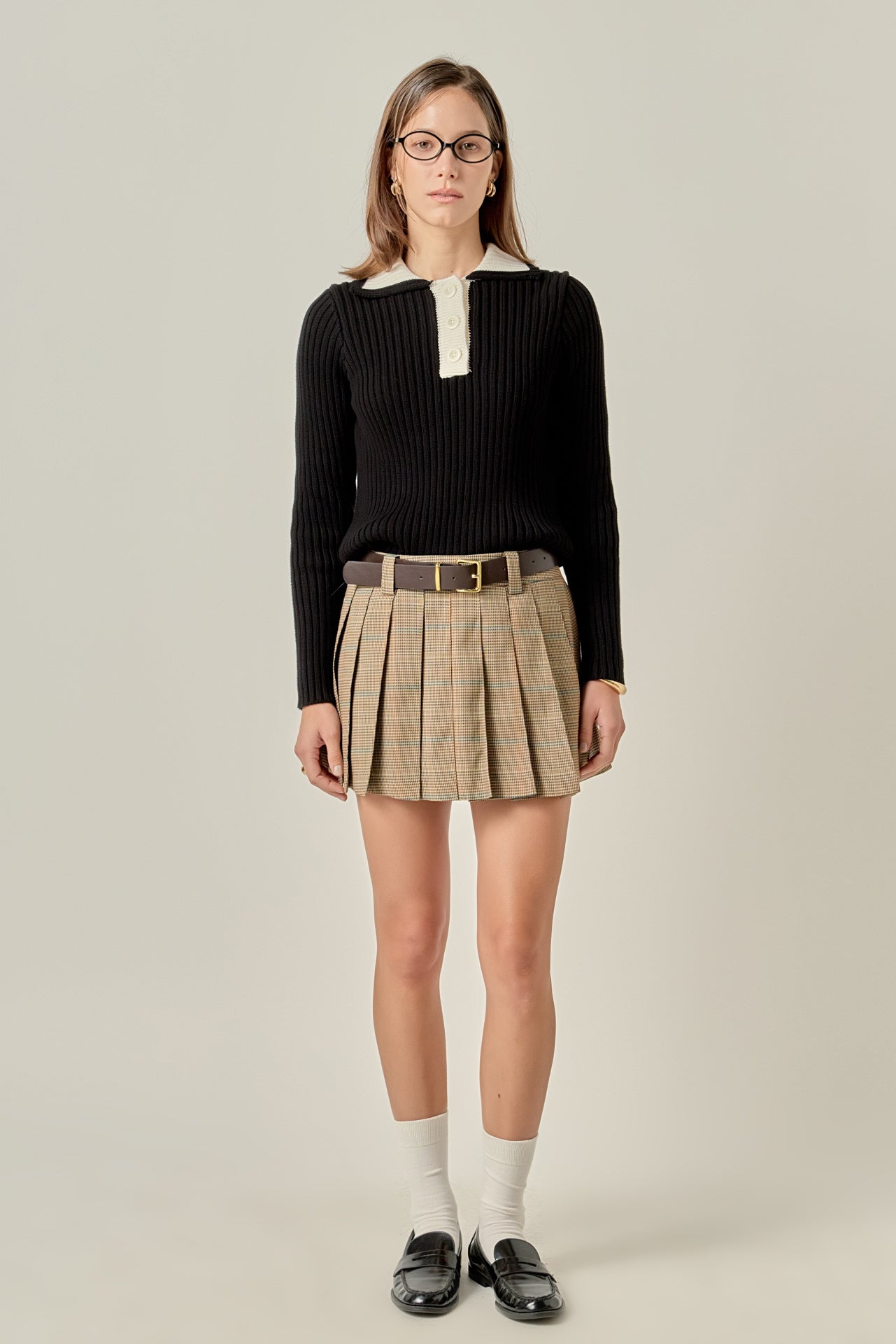 ENGLISH FACTORY - Color Block Polo Knit in Black - TOPS available at Objectrare