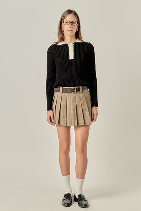 ENGLISH FACTORY - Color Block Polo Knit in Black - TOPS available at Objectrare