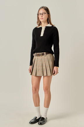 ENGLISH FACTORY - Color Block Polo Knit in Black - TOPS available at Objectrare