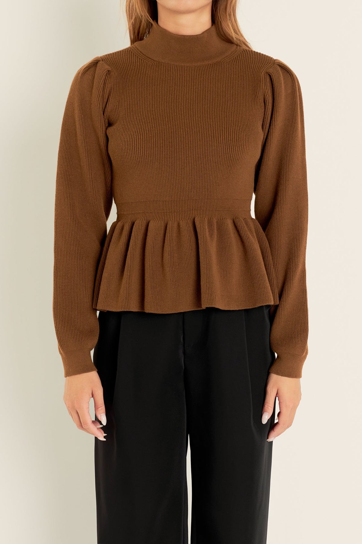 ENGLISH FACTORY - Peplum Waist Knit Top - TOPS available at Objectrare