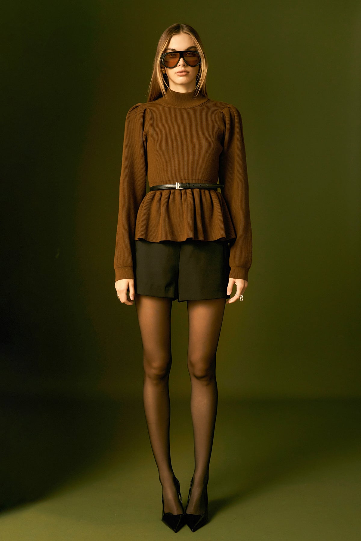 ENGLISH FACTORY - Peplum Waist Knit Top - TOPS available at Objectrare