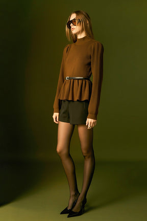 ENGLISH FACTORY - Peplum Waist Knit Top - TOPS available at Objectrare