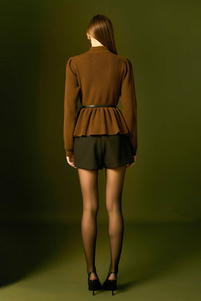 ENGLISH FACTORY - Peplum Waist Knit Top - TOPS available at Objectrare
