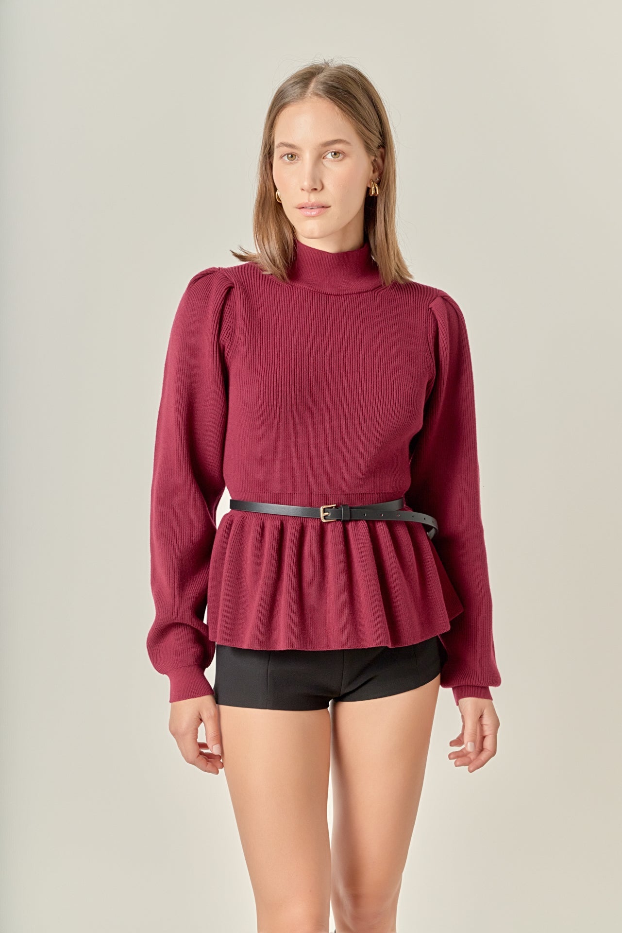 ENGLISH FACTORY - Peplum Waist Knit Top - TOPS available at Objectrare