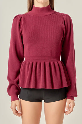 ENGLISH FACTORY - Peplum Waist Knit Top - TOPS available at Objectrare