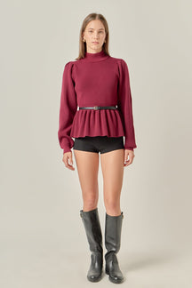 ENGLISH FACTORY - Peplum Waist Knit Top - TOPS available at Objectrare