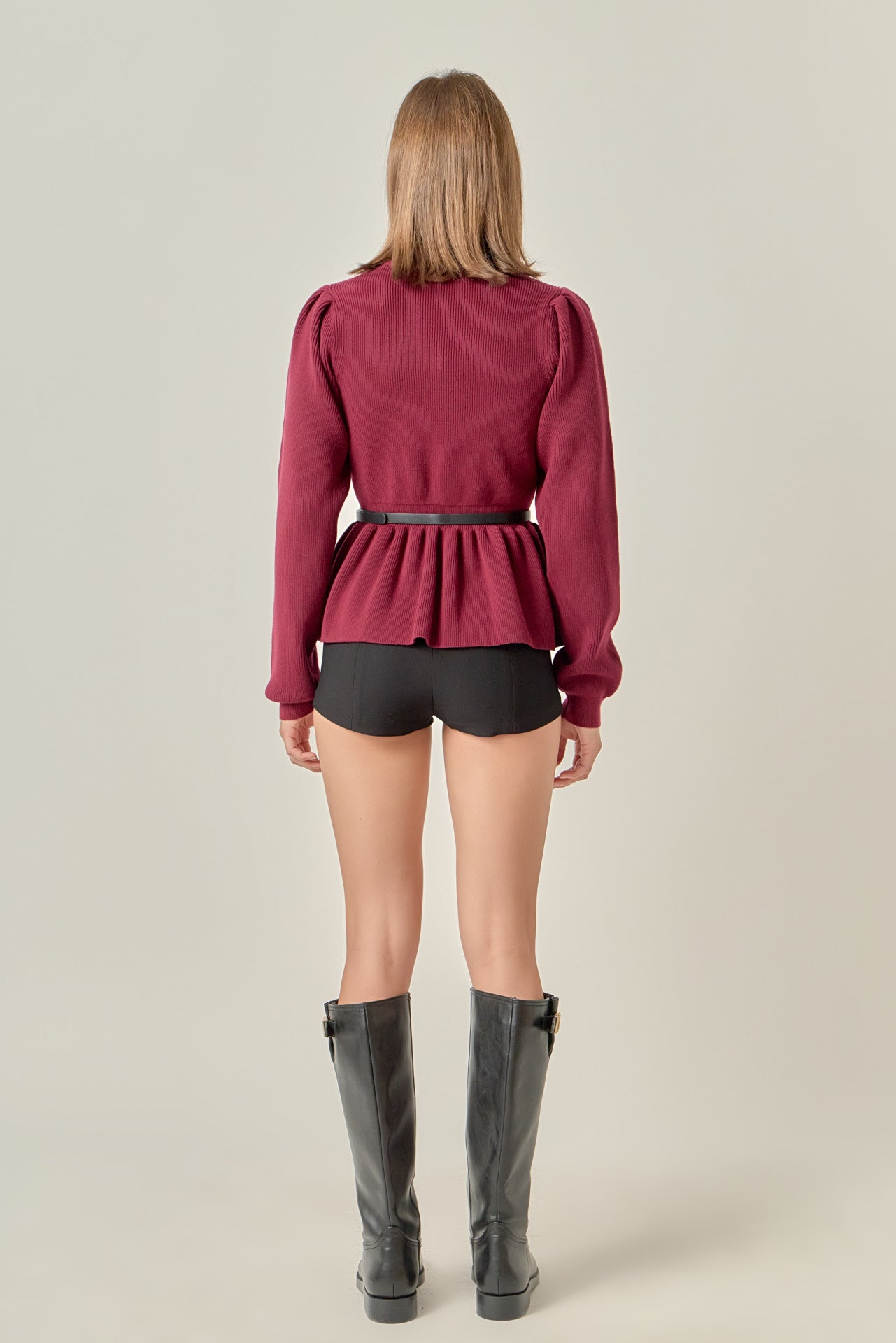 ENGLISH FACTORY - Peplum Waist Knit Top - TOPS available at Objectrare