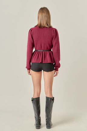ENGLISH FACTORY - Peplum Waist Knit Top - TOPS available at Objectrare