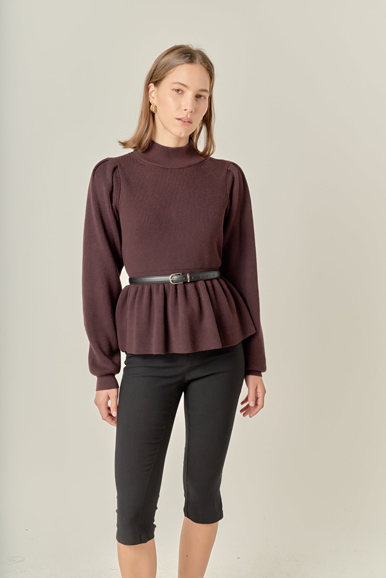ENGLISH FACTORY - Peplum Waist Knit Top - TOPS available at Objectrare