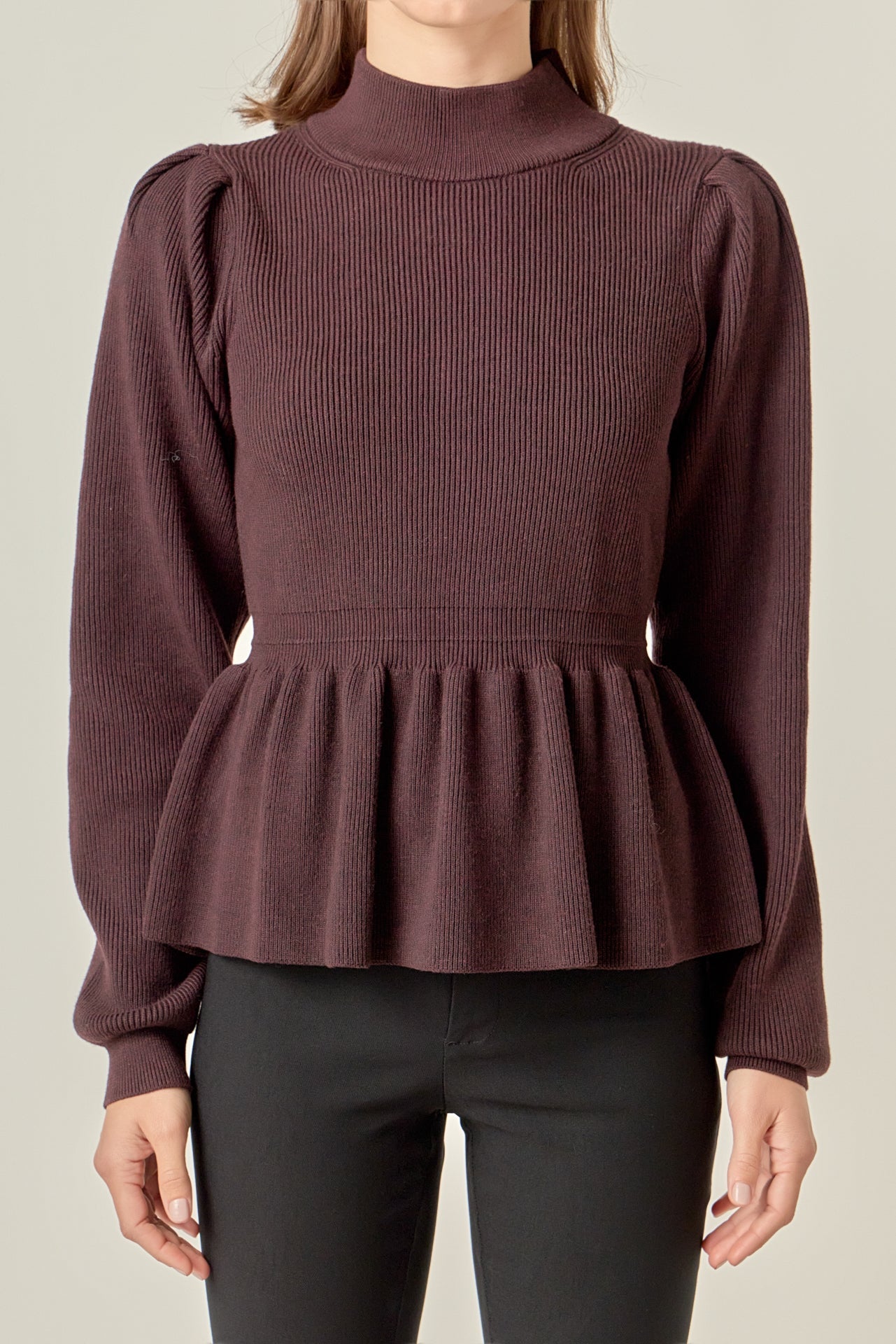 ENGLISH FACTORY - Peplum Waist Knit Top - TOPS available at Objectrare