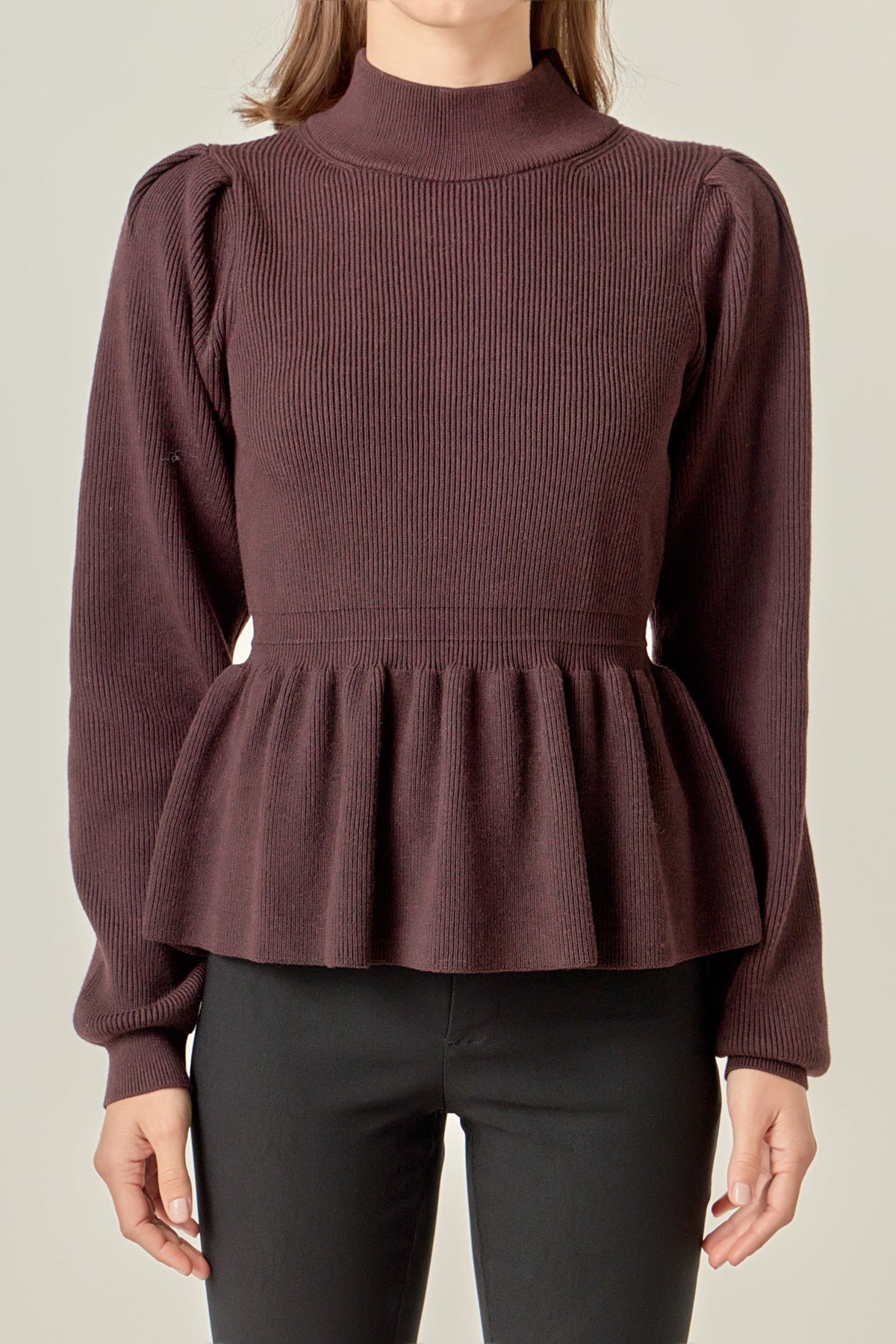ENGLISH FACTORY - Peplum Waist Knit Top - TOPS available at Objectrare