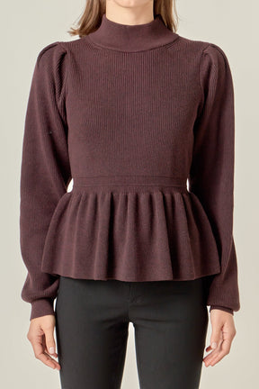 ENGLISH FACTORY - Peplum Waist Knit Top - TOPS available at Objectrare