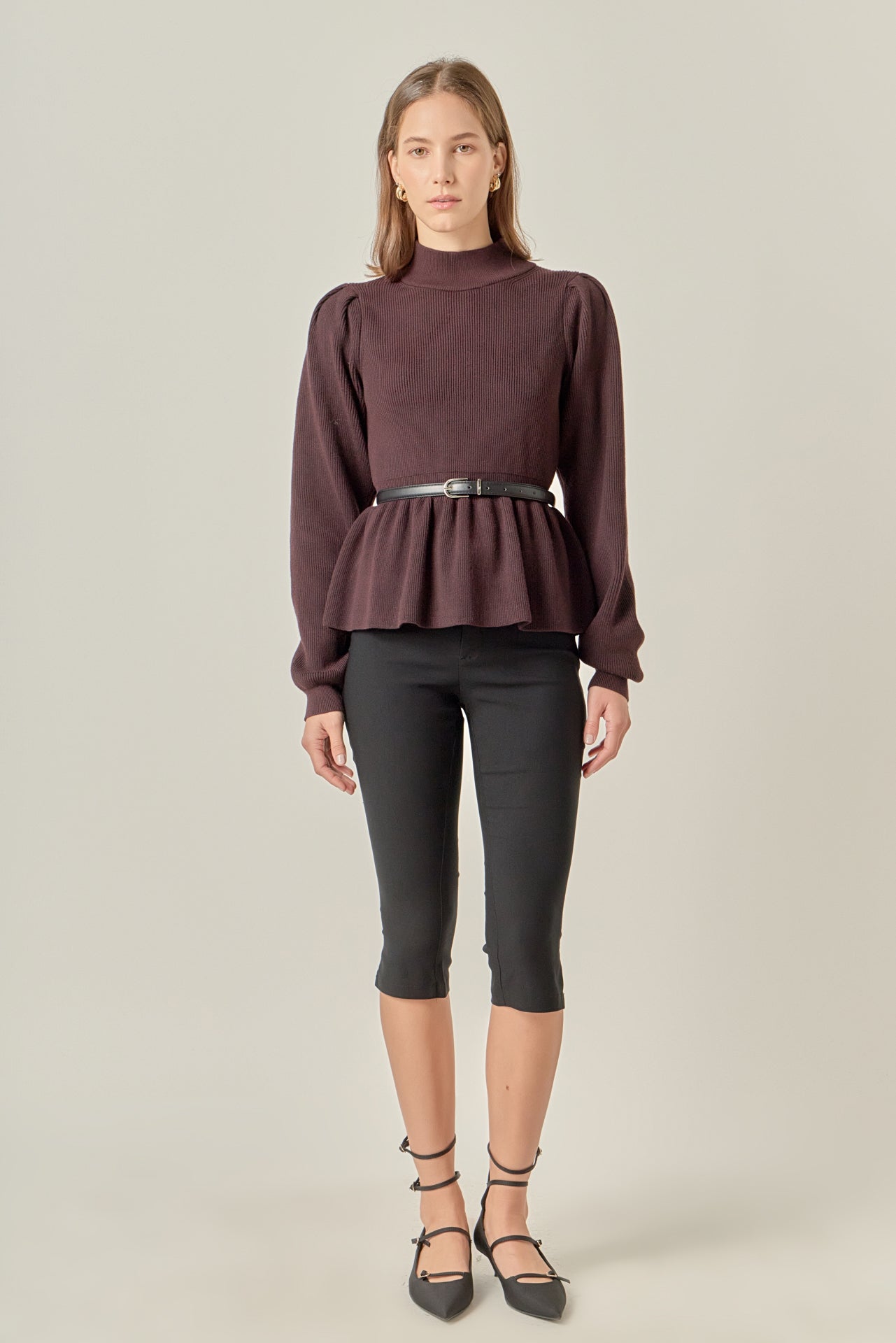 ENGLISH FACTORY - Peplum Waist Knit Top - TOPS available at Objectrare