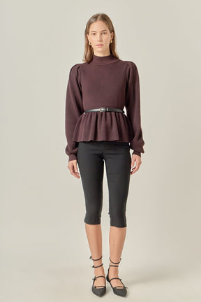 ENGLISH FACTORY - Peplum Waist Knit Top - TOPS available at Objectrare