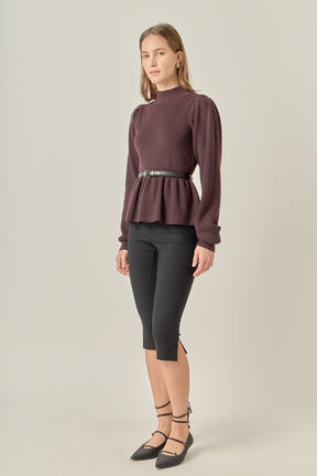 ENGLISH FACTORY - Peplum Waist Knit Top - TOPS available at Objectrare
