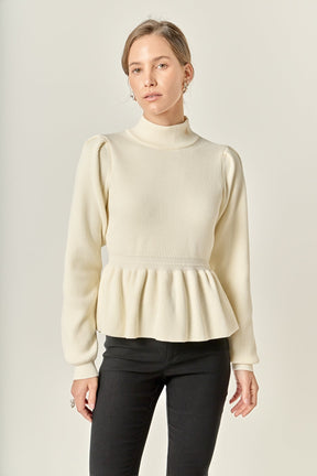 ENGLISH FACTORY - Peplum Waist Knit Top - TOPS available at Objectrare