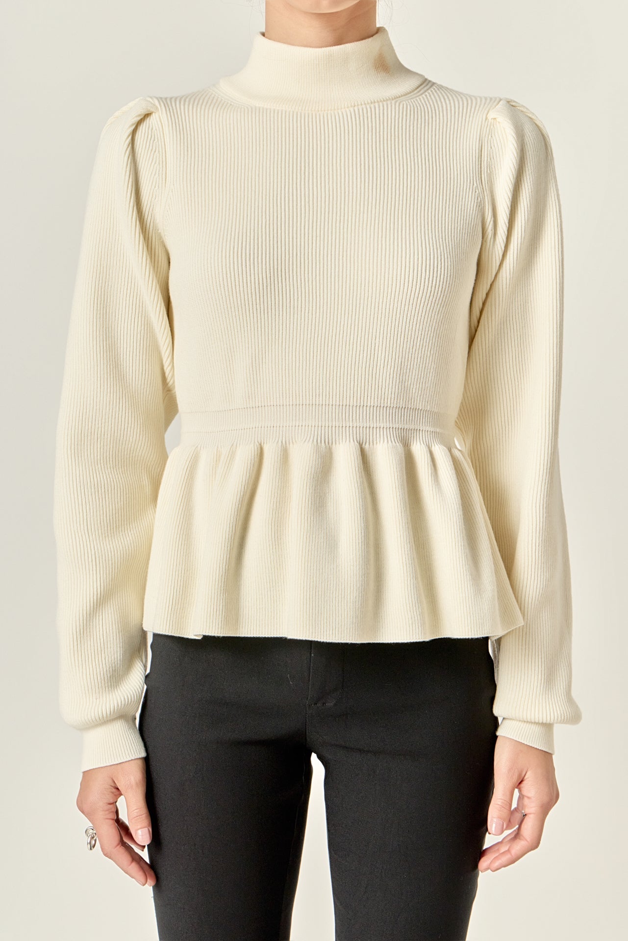 ENGLISH FACTORY - Peplum Waist Knit Top - TOPS available at Objectrare