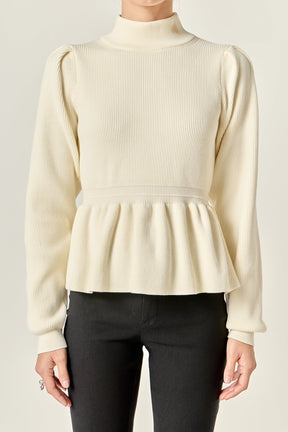 ENGLISH FACTORY - Peplum Waist Knit Top - TOPS available at Objectrare