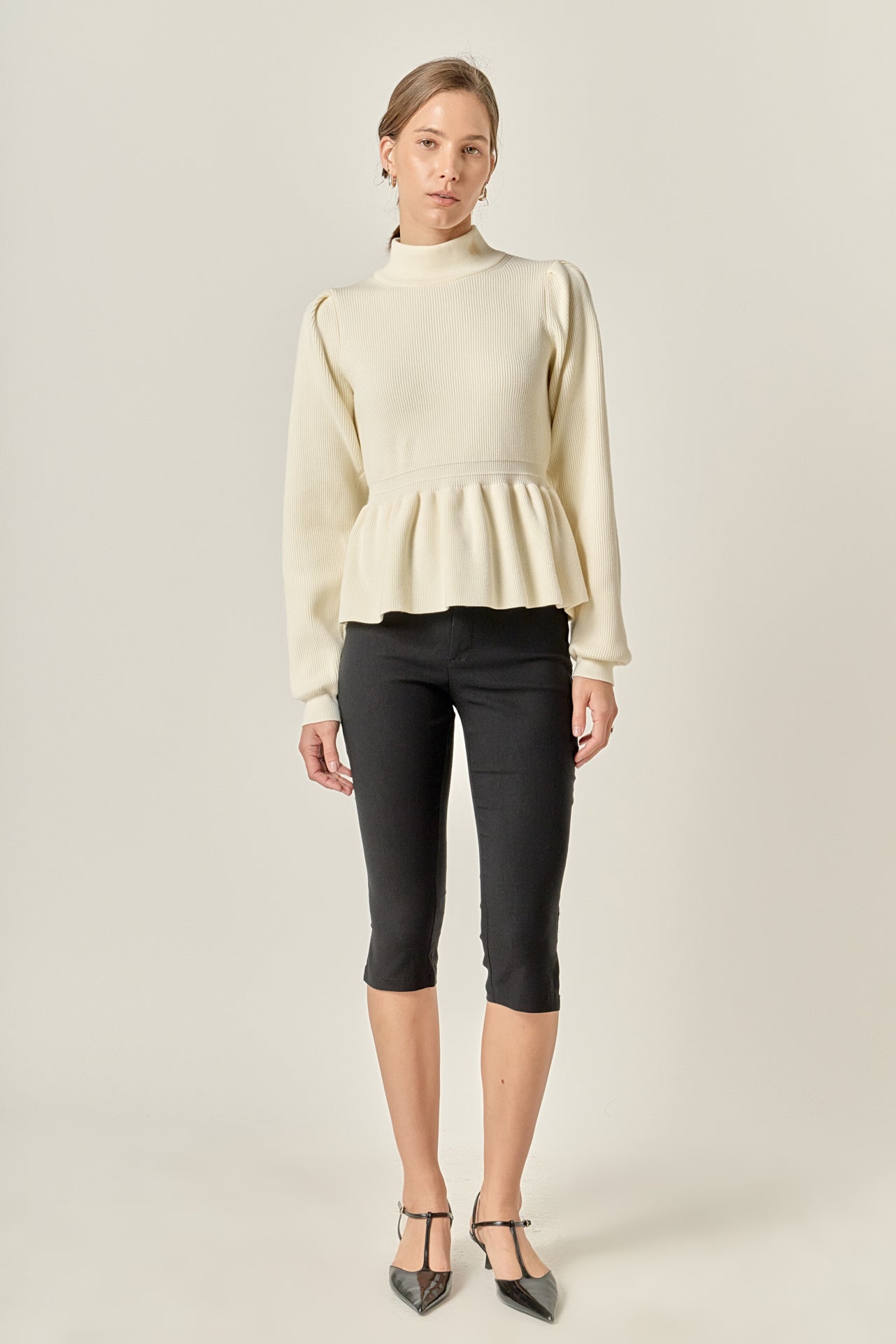 ENGLISH FACTORY - Peplum Waist Knit Top - TOPS available at Objectrare