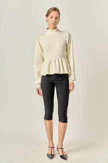 ENGLISH FACTORY - Peplum Waist Knit Top - TOPS available at Objectrare