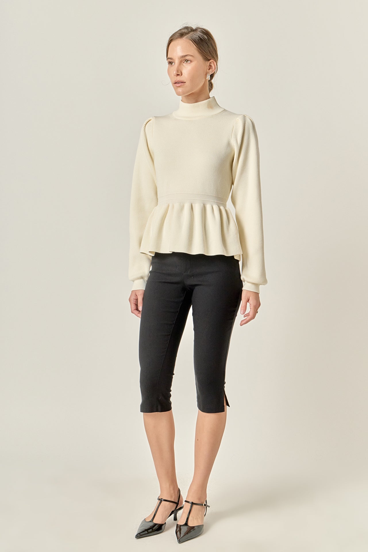 ENGLISH FACTORY - Peplum Waist Knit Top - TOPS available at Objectrare