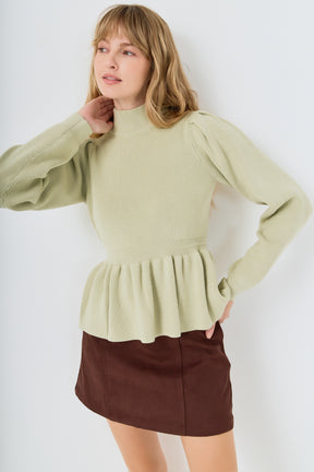 ENGLISH FACTORY - Peplum Waist Knit Top - TOPS available at Objectrare