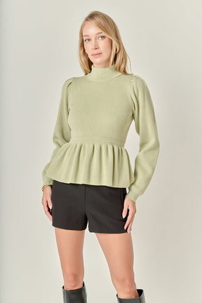 ENGLISH FACTORY - Peplum Waist Knit Top - TOPS available at Objectrare