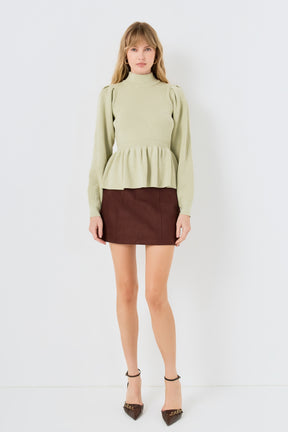 ENGLISH FACTORY - Peplum Waist Knit Top - TOPS available at Objectrare
