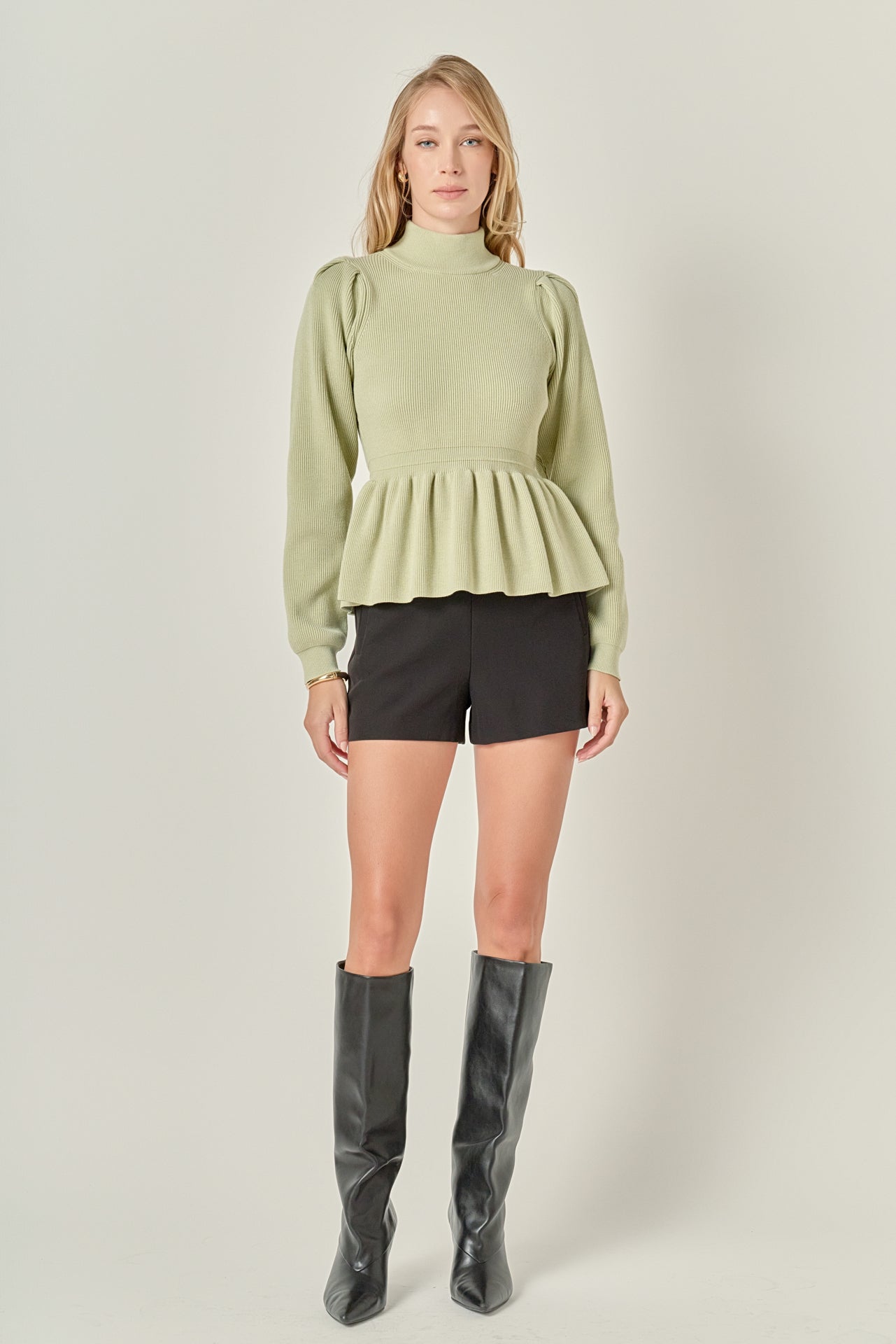 ENGLISH FACTORY - Peplum Waist Knit Top - TOPS available at Objectrare
