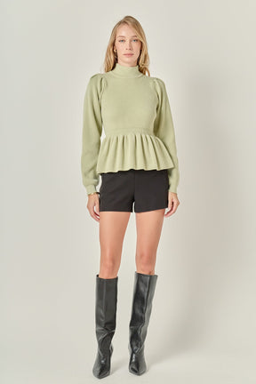 ENGLISH FACTORY - Peplum Waist Knit Top - TOPS available at Objectrare