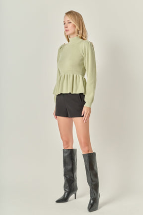 ENGLISH FACTORY - Peplum Waist Knit Top - TOPS available at Objectrare