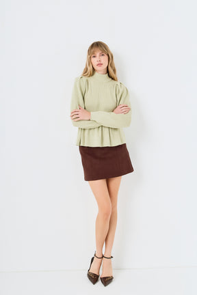 ENGLISH FACTORY - Peplum Waist Knit Top - TOPS available at Objectrare
