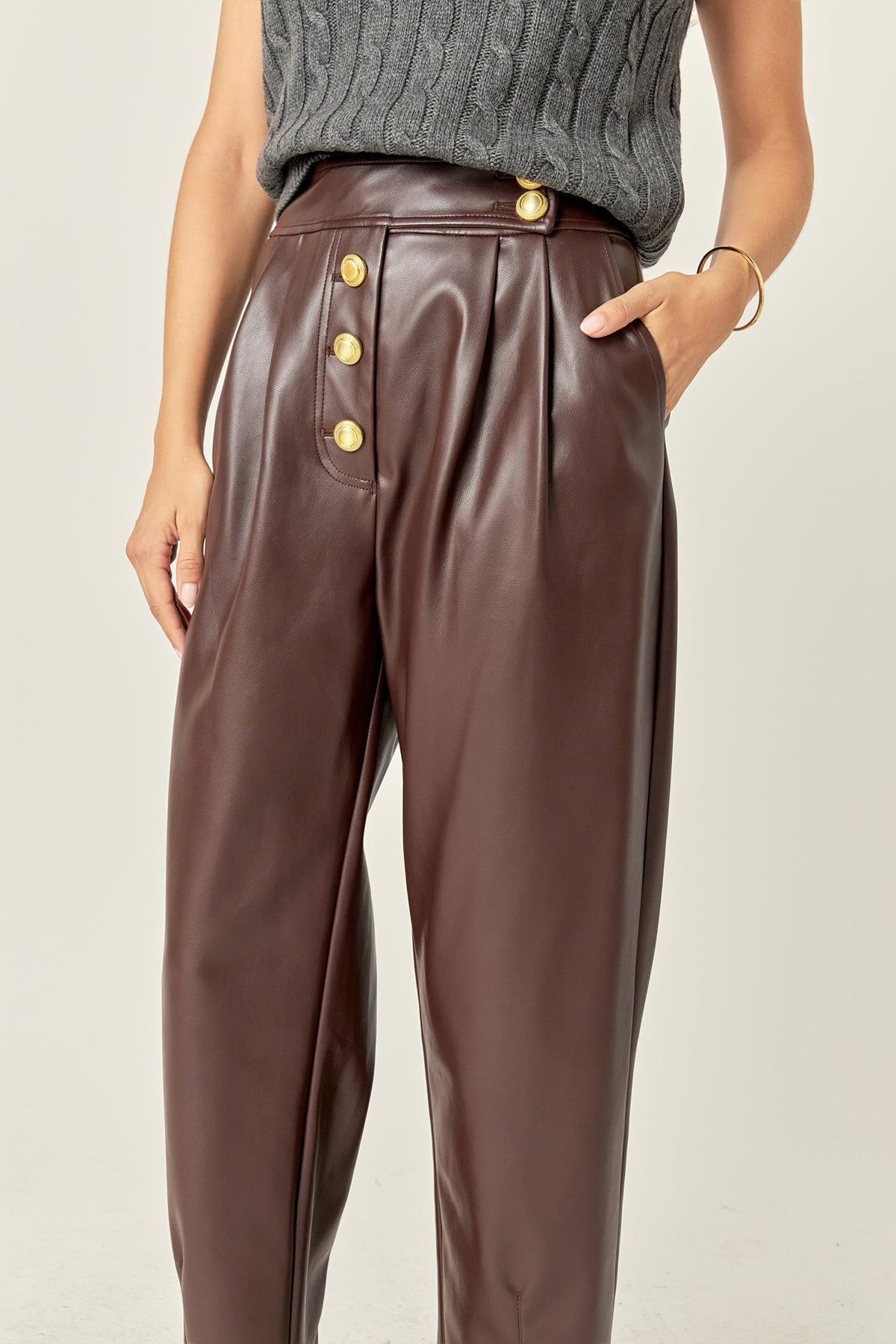 ENGLISH FACTORY - Leather Trousers - TOPS available at Objectrare