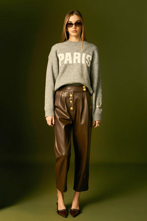 ENGLISH FACTORY - Faux Leather Trousers - PANTS available at Objectrare