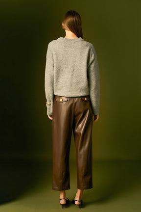 ENGLISH FACTORY - Faux Leather Trousers - PANTS available at Objectrare