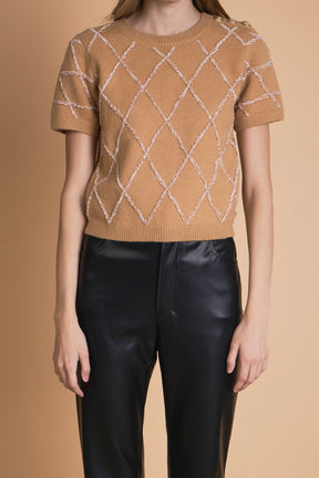 ENDLESS ROSE - Endless Rose - Diamond Pattern Knit Top - SWEATERS & KNITS available at Objectrare