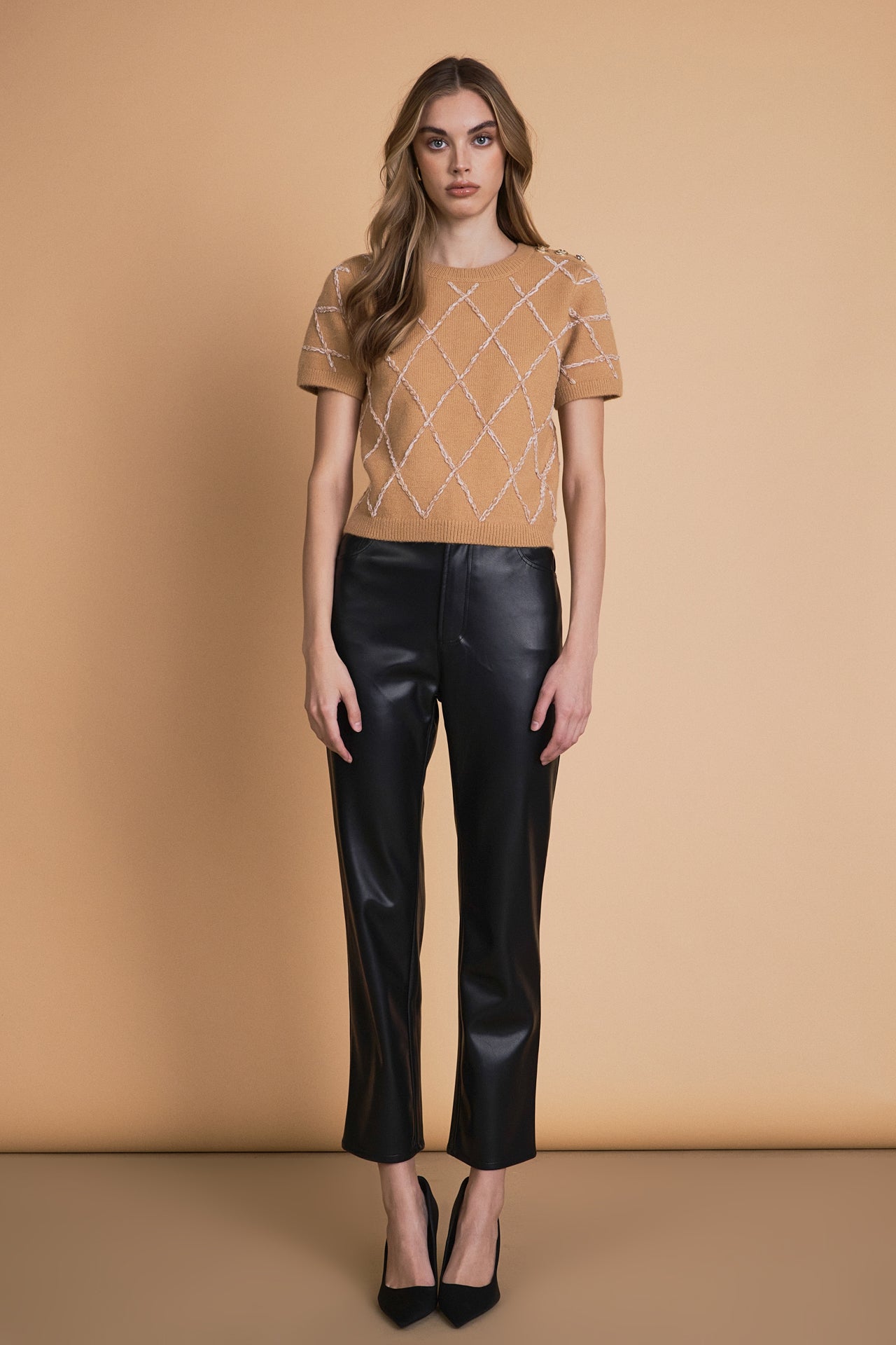 ENDLESS ROSE - Diamond Pattern Knit - SWEATERS & KNITS available at Objectrare