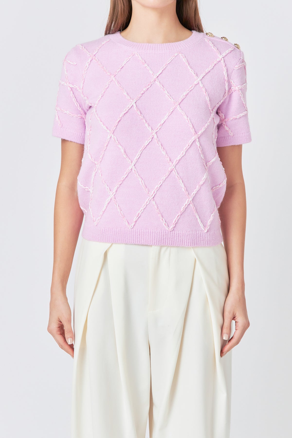 ENDLESS ROSE - Diamond Pattern Knit - SWEATERS & KNITS available at Objectrare