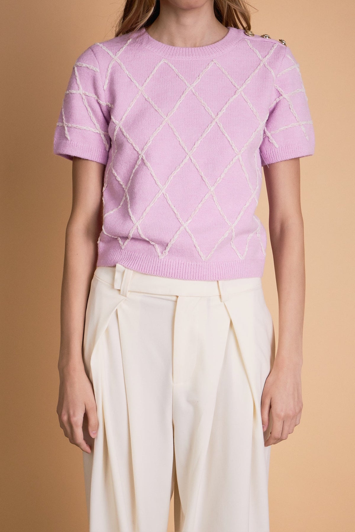 ENDLESS ROSE - Diamond Pattern Knit - SWEATERS & KNITS available at Objectrare