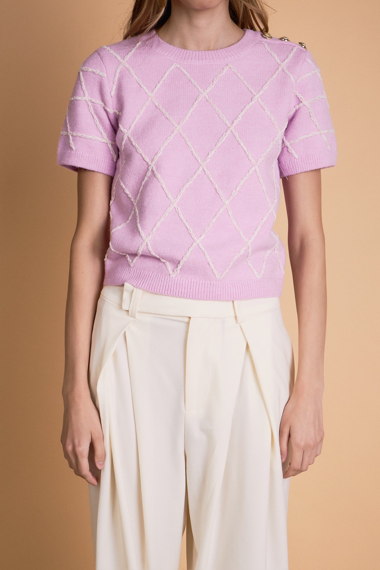 ENDLESS ROSE - Diamond Pattern Knit - SWEATERS & KNITS available at Objectrare
