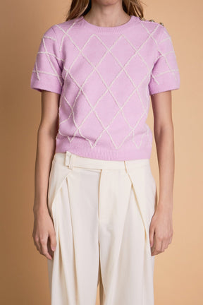 ENDLESS ROSE - Diamond Pattern Knit - SWEATERS & KNITS available at Objectrare