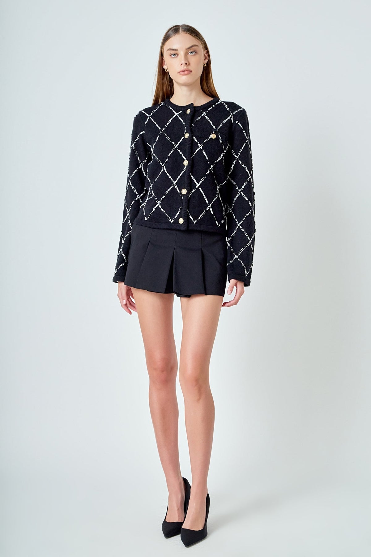 ENDLESS ROSE - Diamond Pattern Knit - SWEATERS & KNITS available at Objectrare