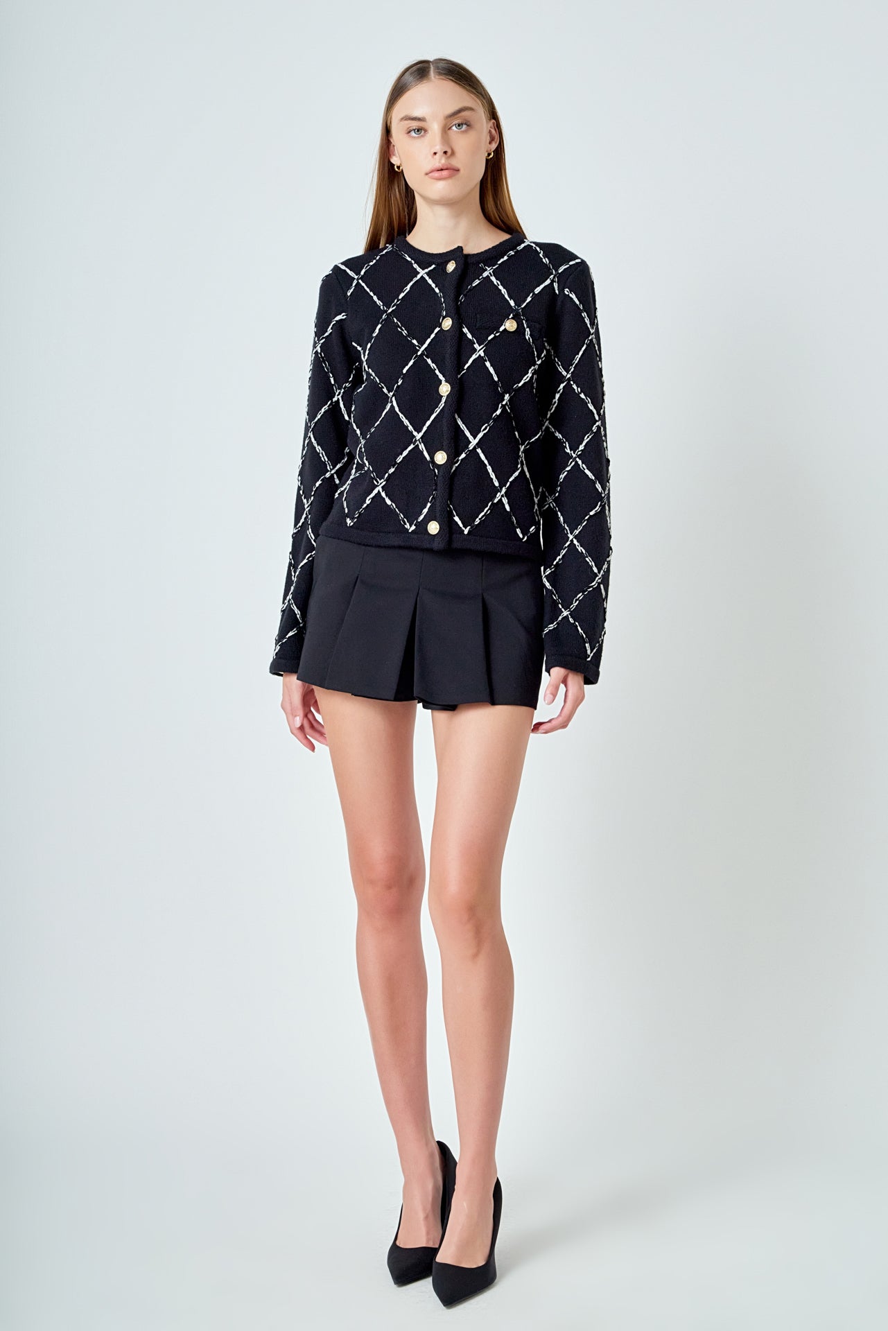 ENDLESS ROSE - Diamond Pattern Knit - SWEATERS & KNITS available at Objectrare