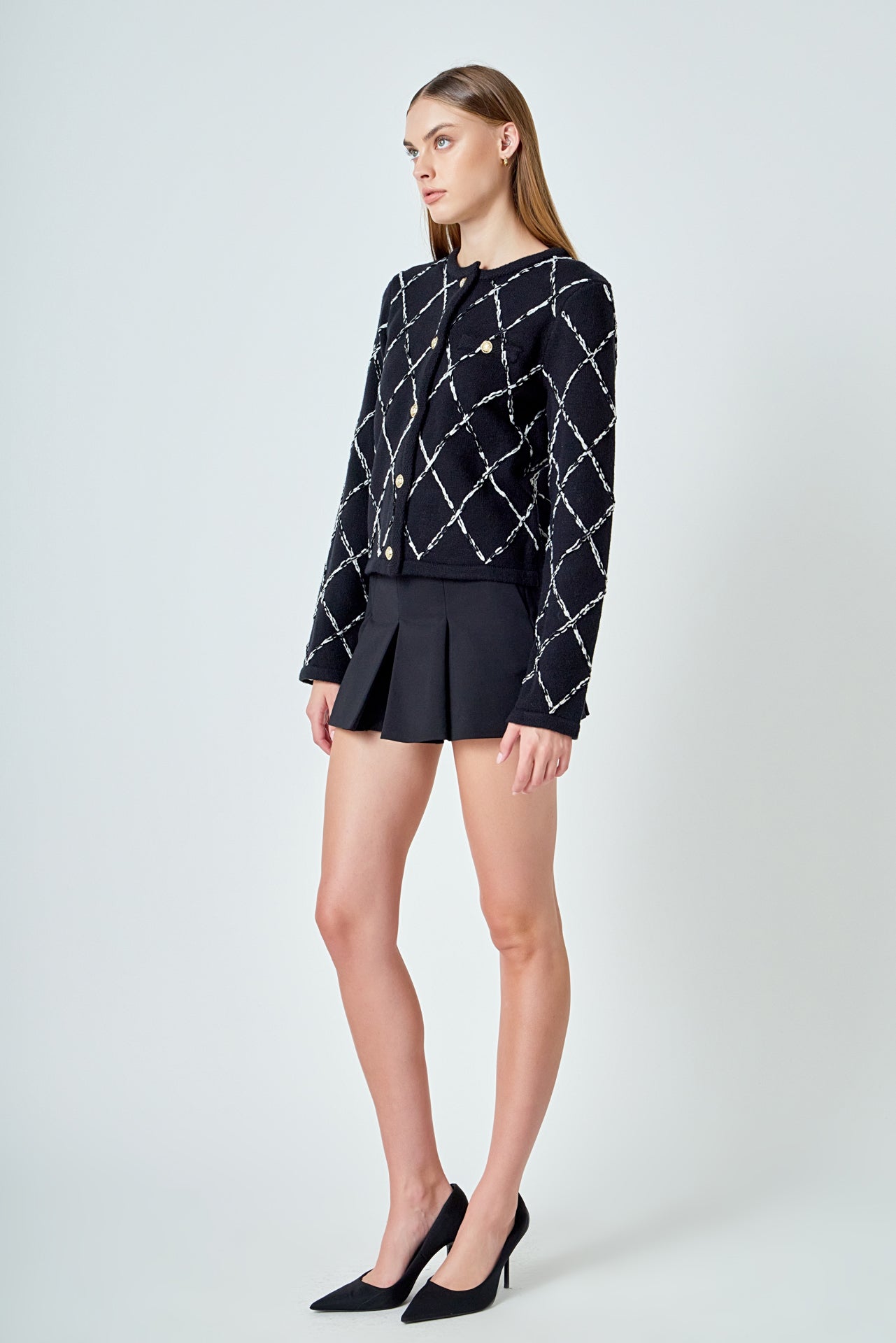 ENDLESS ROSE - Diamond Pattern Knit - SWEATERS & KNITS available at Objectrare